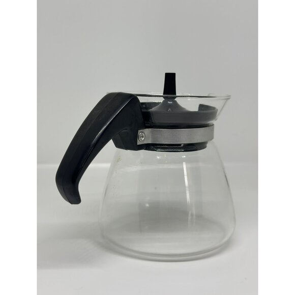 VTG Unknown Brand Glass Small Mini Coffee Tea Carafe Pot With Lid Handle Serving - Picture 3 of 5
